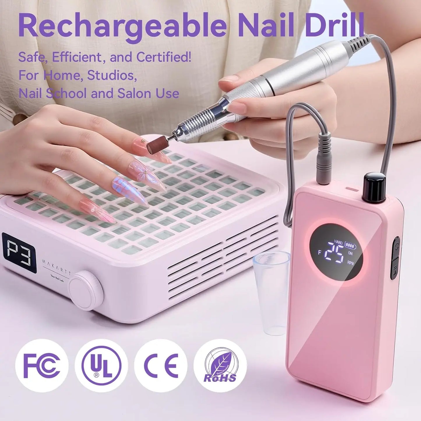 Makartt Rechargeable Nail Drill 35000RPM Electric Nail File Portable