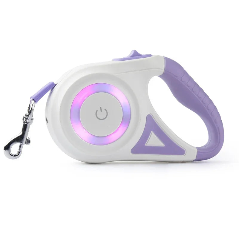 Automatic Retractable Dog Leash With Led Light Nylon Lead