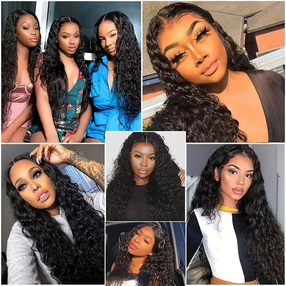 BUNGIOL Brazilian Remy Deep Wave Lace Front Wig With HD Transparent Lace