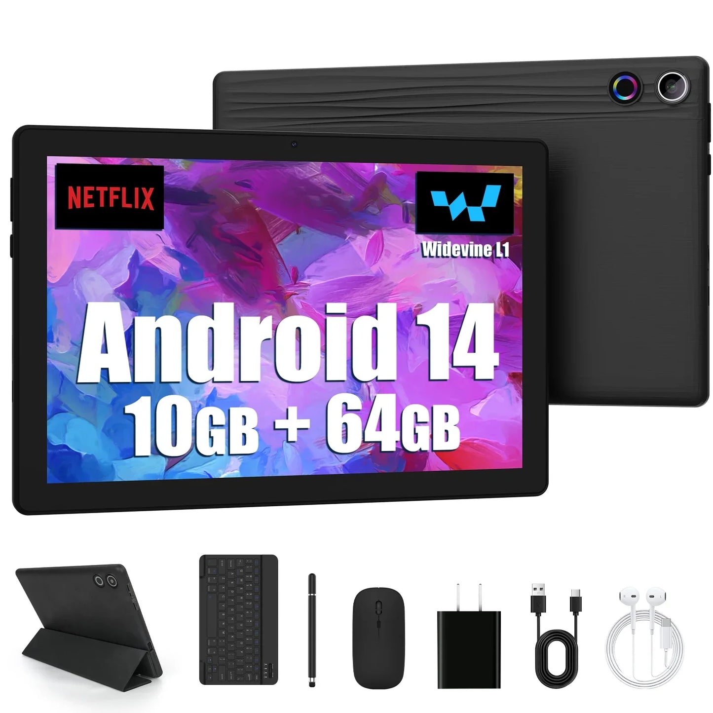URAO Android Tablet 64GB Expandable 1TB Stylus Keyboard Set