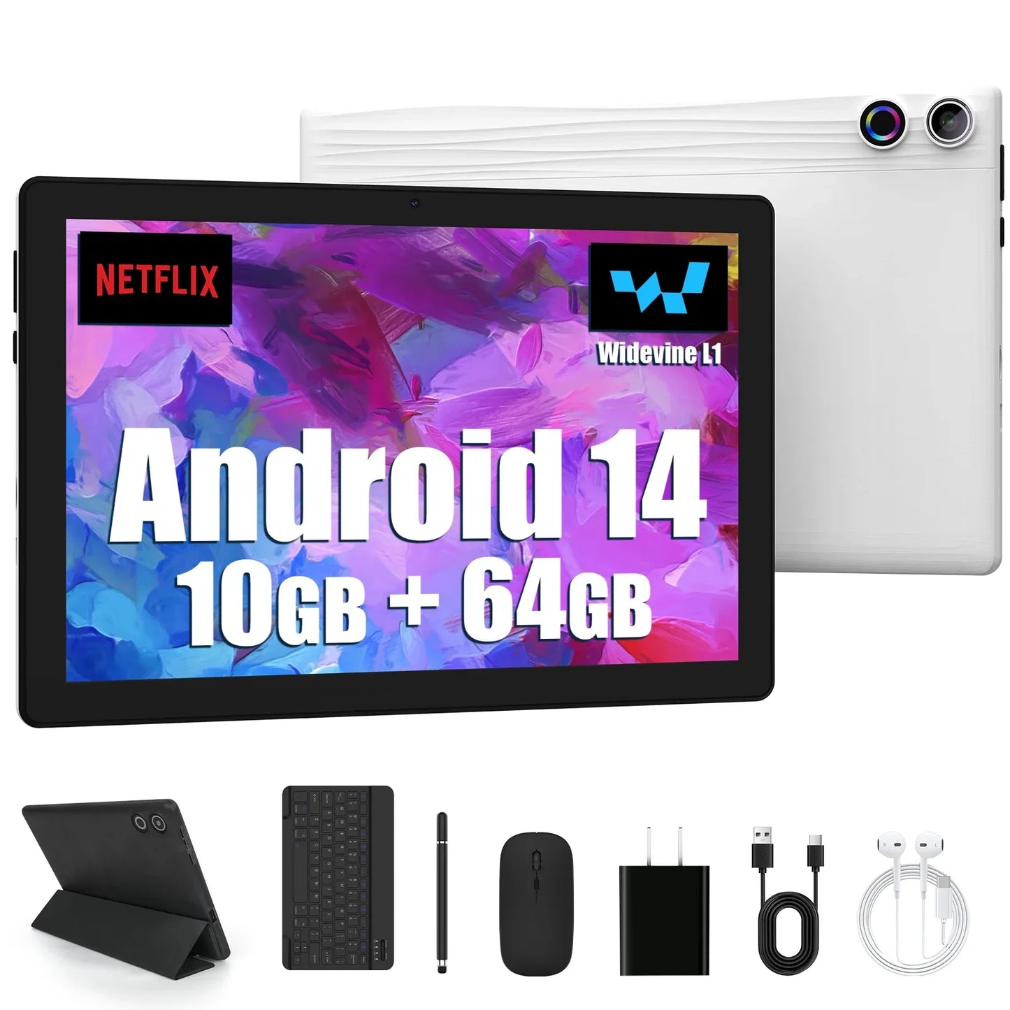 URAO Android Tablet 64GB Expandable 1TB Stylus Keyboard Set