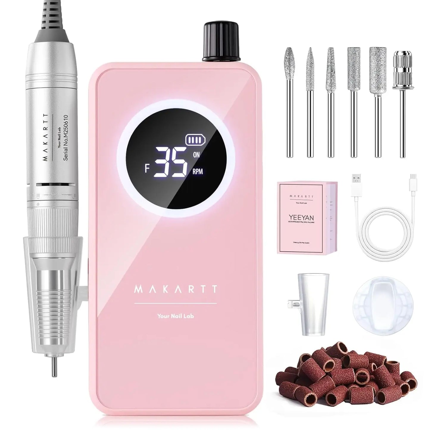 Makartt Rechargeable Nail Drill 35000RPM Electric Nail File Portable