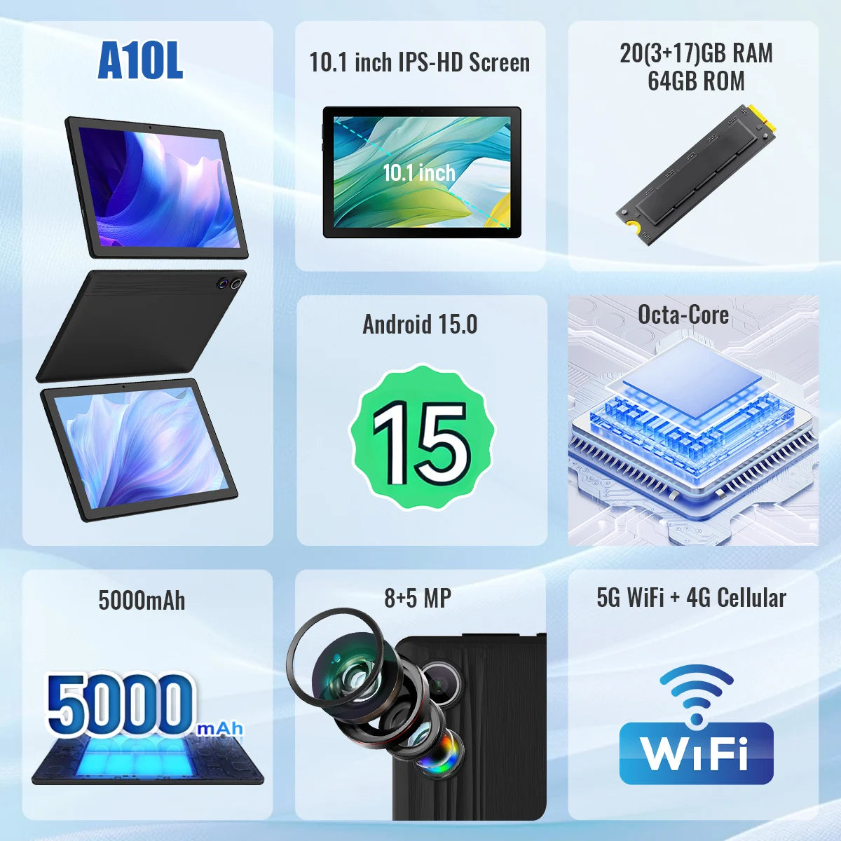 URAO Android Tablet 64GB Expandable 1TB Stylus Keyboard Set