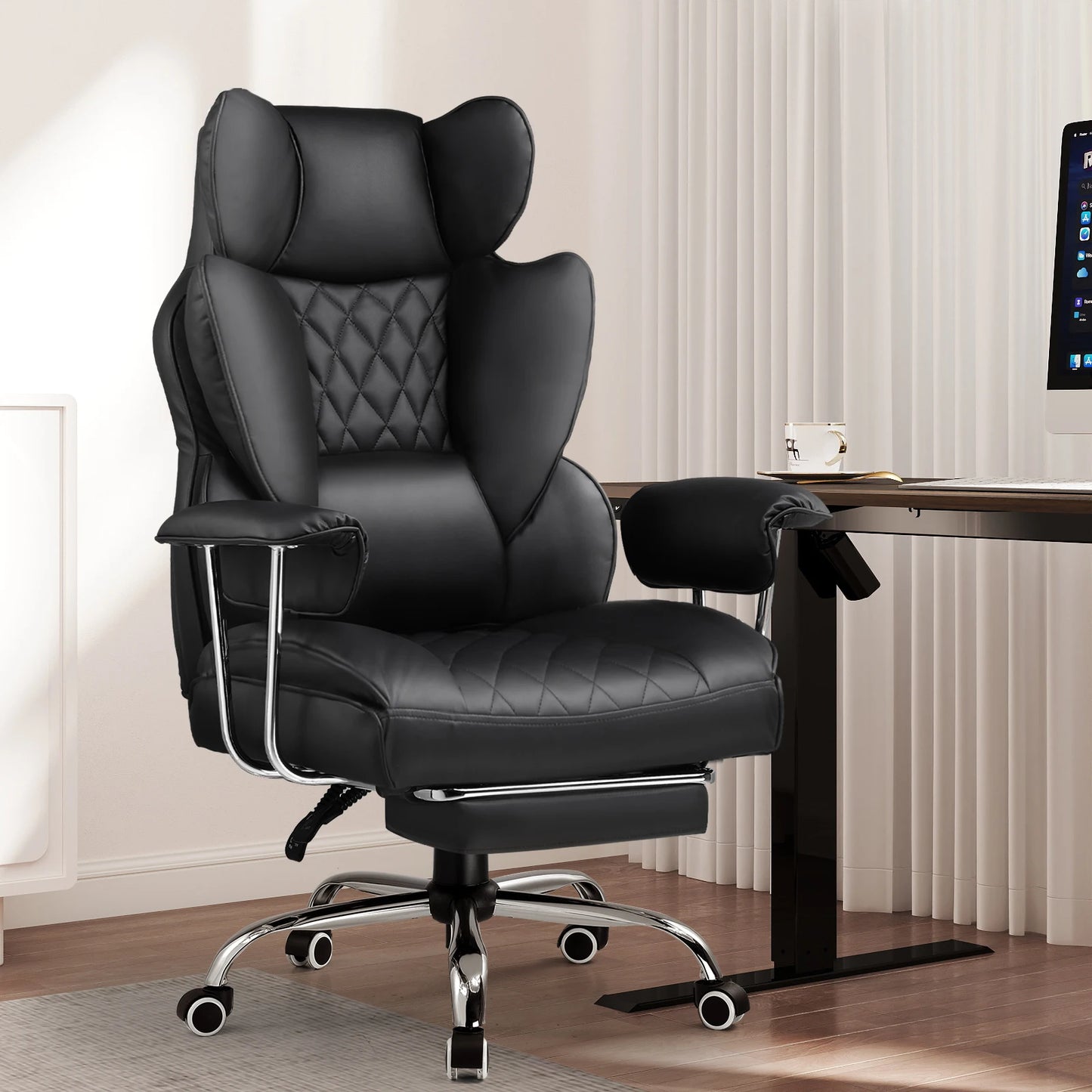 COMHOMA Ergonomic Office Chair With Footrest And Pocket Spring Lumbar