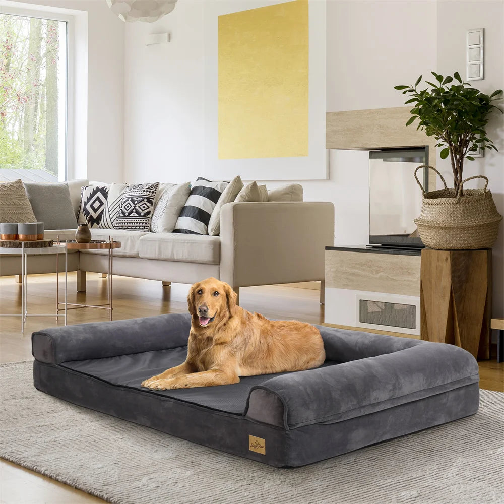 BORWARTCN Orthopedic Memory Foam Dog Bed With Removable Waterproof Cover