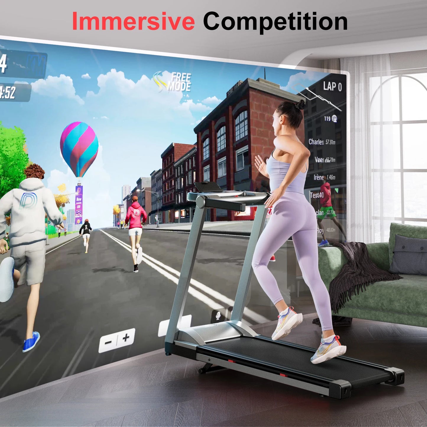 Superun 3.5HP Foldable Incline Treadmill With App Bluetooth