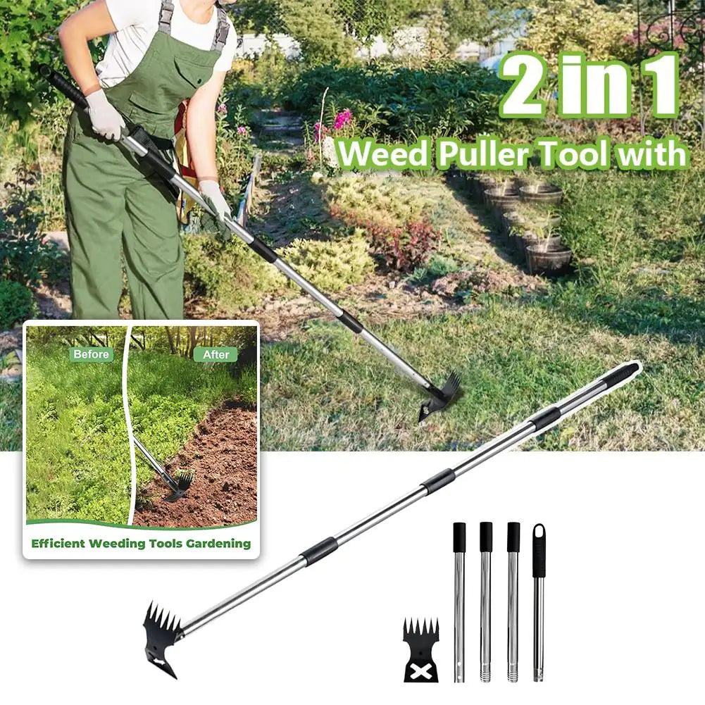 2 In 1 Weed Puller Tool With Extended Handle Garden
