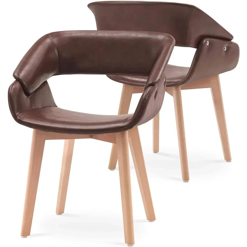 Guangbai Modern Faux Leather Dining Chairs Set of 2