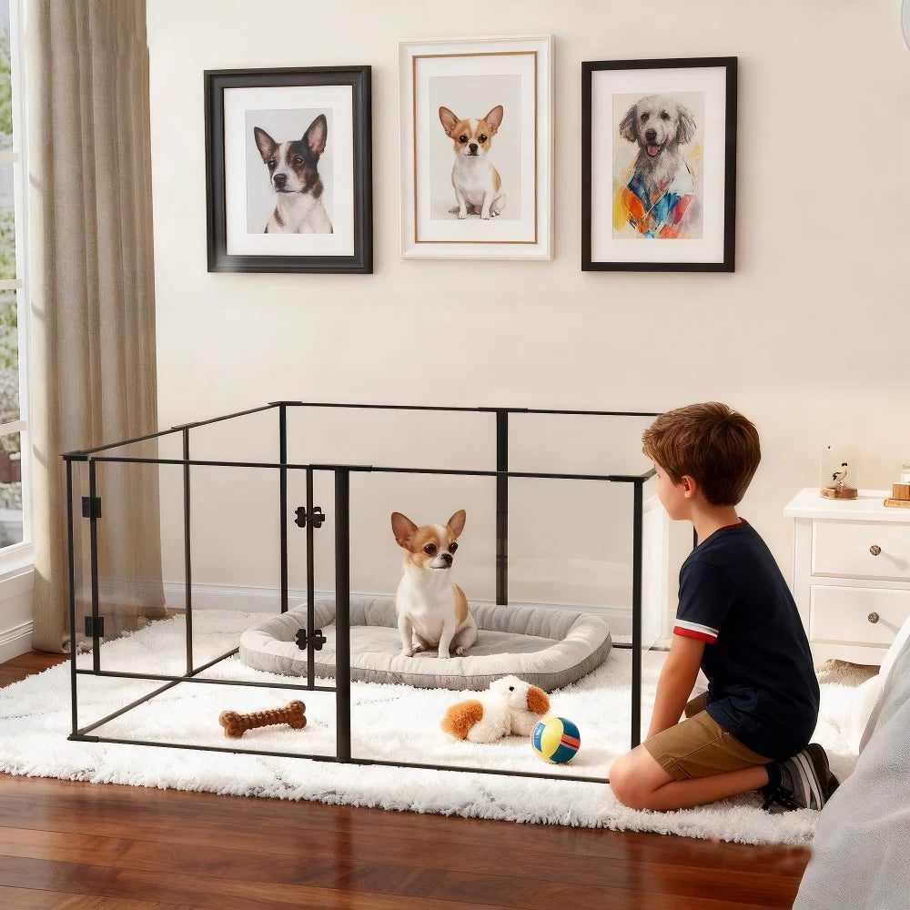BORWAR Acrylic Dog Playpen Enclosure For Indoor Pets