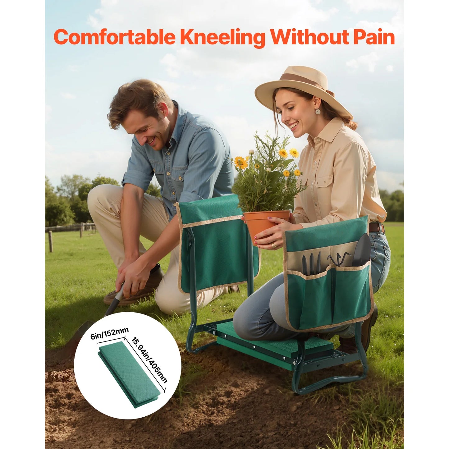 SucceBuy Garden Kneeler And Seat Folding Stool With Tool Bags