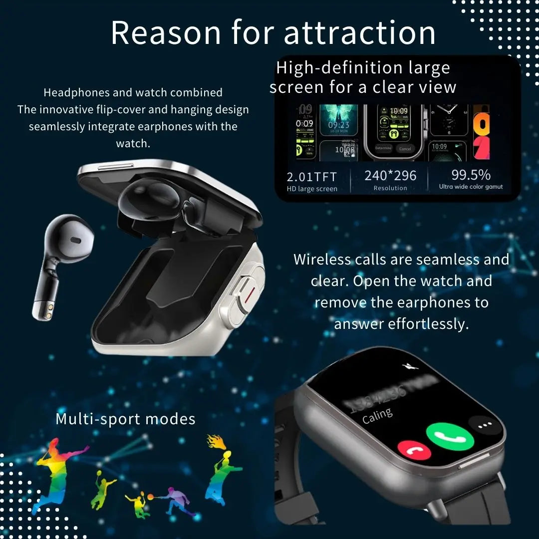 2 In 1 Built-In Smartwatch With NFC Earbuds For Android
