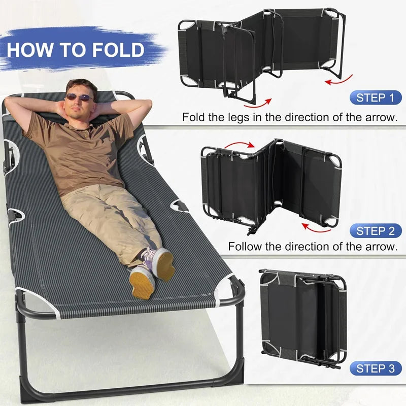Snozeflex Camping Cot With Mattress Portable Folding Bed