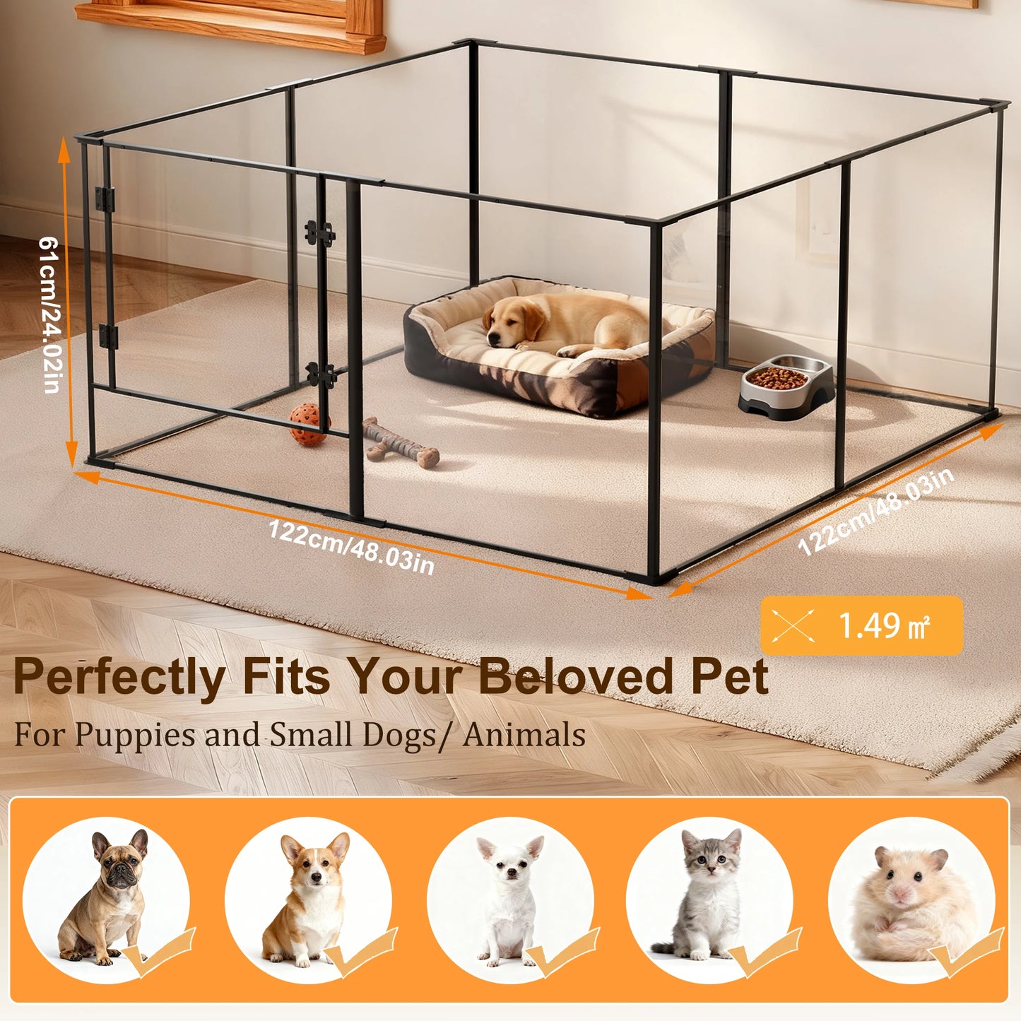 BORWAR Acrylic Dog Playpen Enclosure For Indoor Pets
