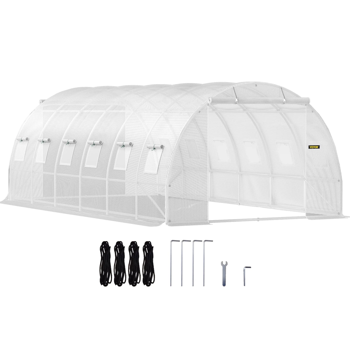 SucceBuy Walk In Tunnel Greenhouse With Galvanized Steel Hoops