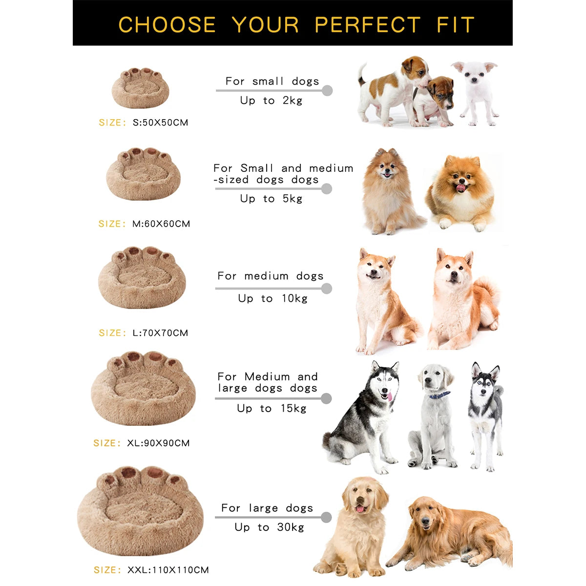 BeiYu Pet Fluffy Dog Bed Winter Warm Comfort Bedding