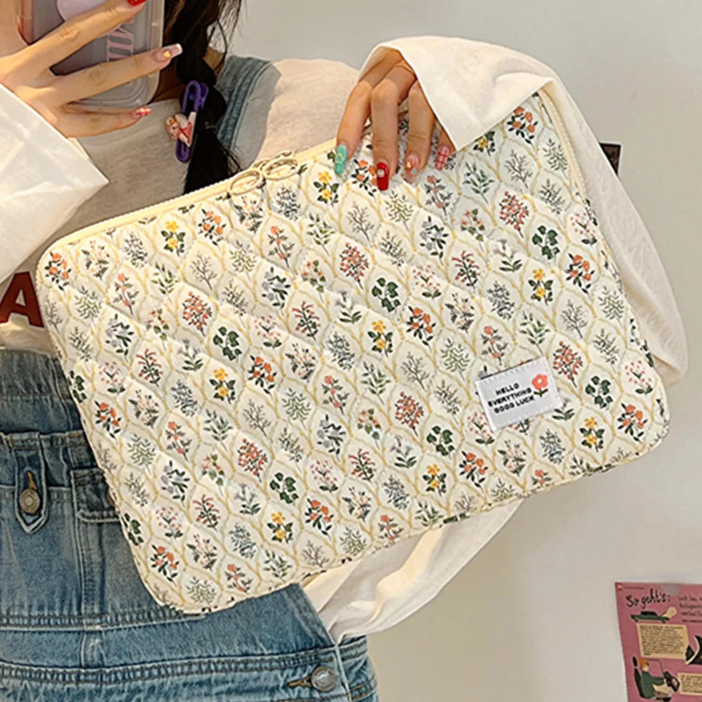 VKTECH Cute Flower Laptop Sleeve With Zipper Closure