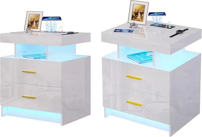 Auto LED Nightstand With Wireless Charging And USB Ports