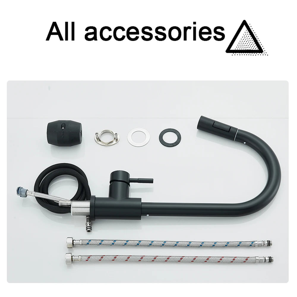 Rozin Deck Mounted Flexible Pull Out Kitchen Faucet Hot Cold