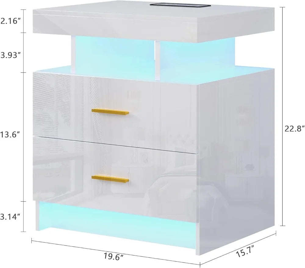 Auto LED Nightstand With Wireless Charging And USB Ports