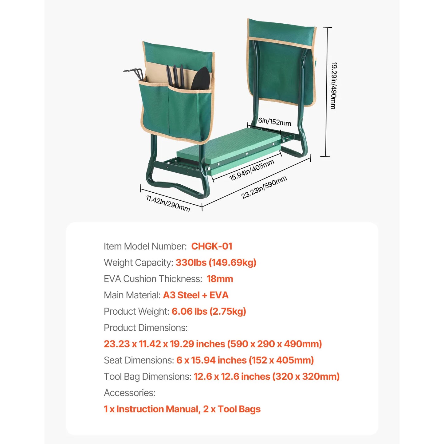 SucceBuy Garden Kneeler And Seat Folding With 6 Inch Pad