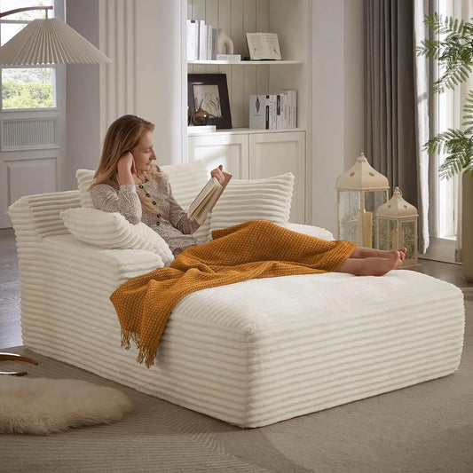 Corduroy Lounge Chair With Ultra Plush Cushioned Pillows