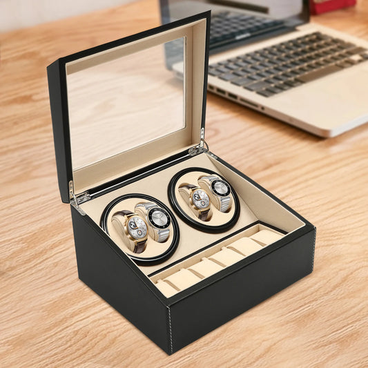 Watch Winder Automatic 4 to 6 Shaker PU Leather Display
