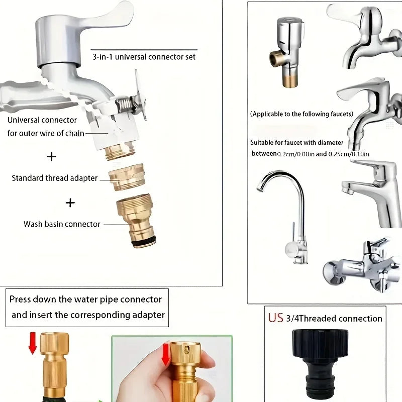 Expandable Magic Hose High Pressure Car Wash Garden Hose With Spray Gun Set