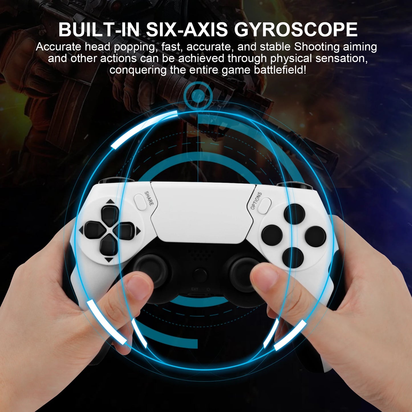 GAMINJA Wireless Controller Dual Vibration Gamepad for PS4 PS3 PC