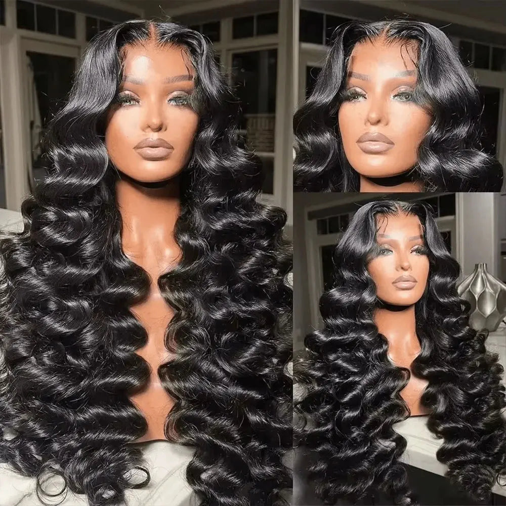 BUNGIOL Brazilian Remy Deep Wave Lace Front Wig With HD Transparent Lace
