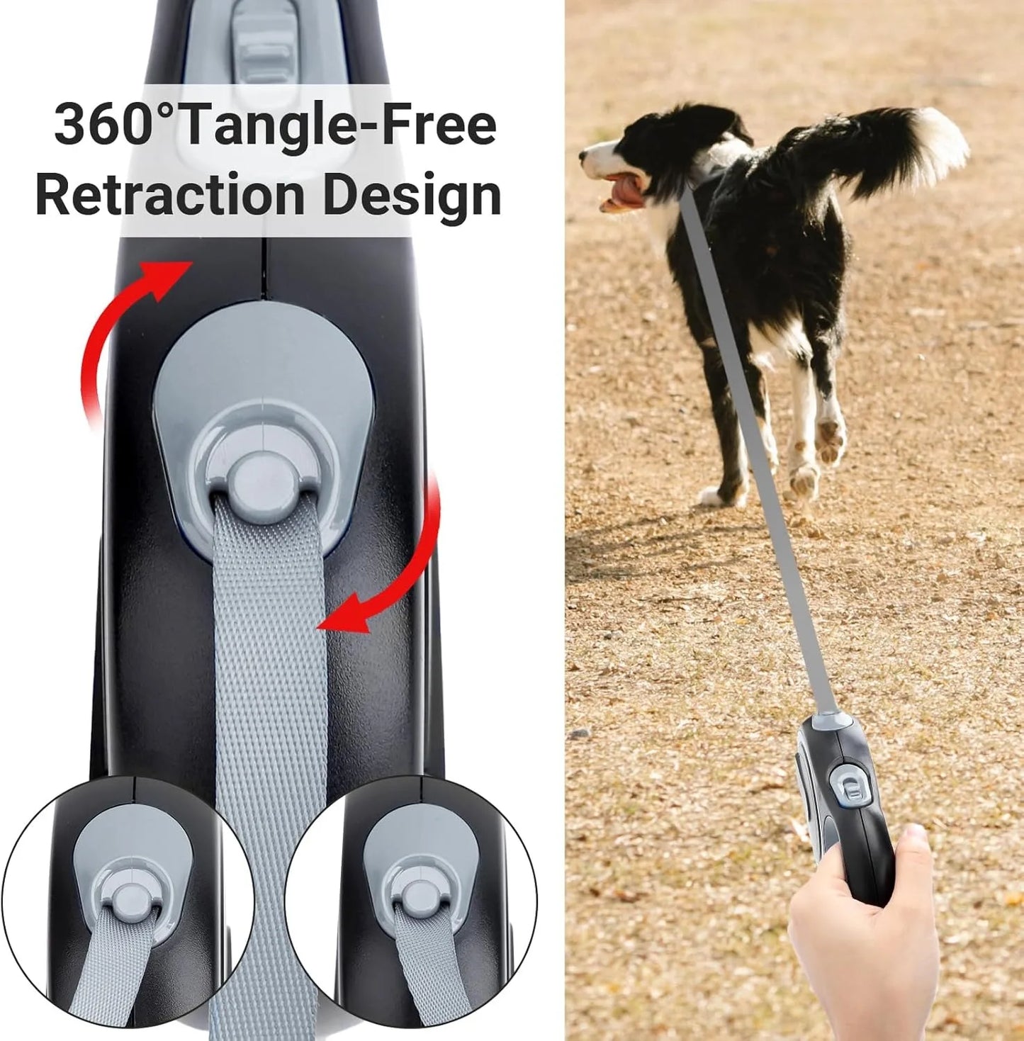 DUTRIEUXCN Reflective Nylon Retractable Dog Leash With Dispenser