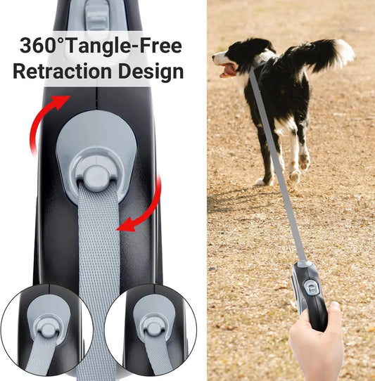 DUTRIEUXCN Reflective Nylon Retractable Dog Leash With Dispenser