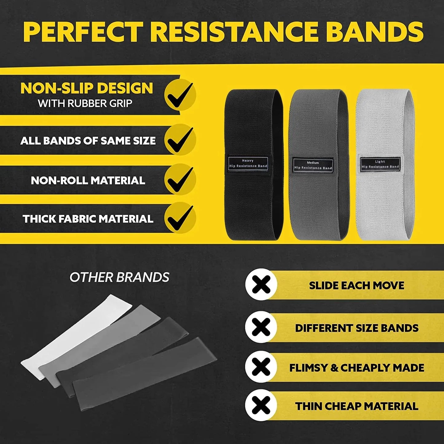 Glute Thigh Resistance Bands Set For Booty Squat Workouts