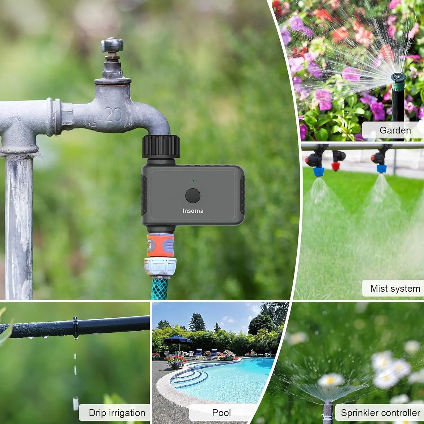 INSOMA WiFi Automatic Sprinkler Timer With Alexa Control
