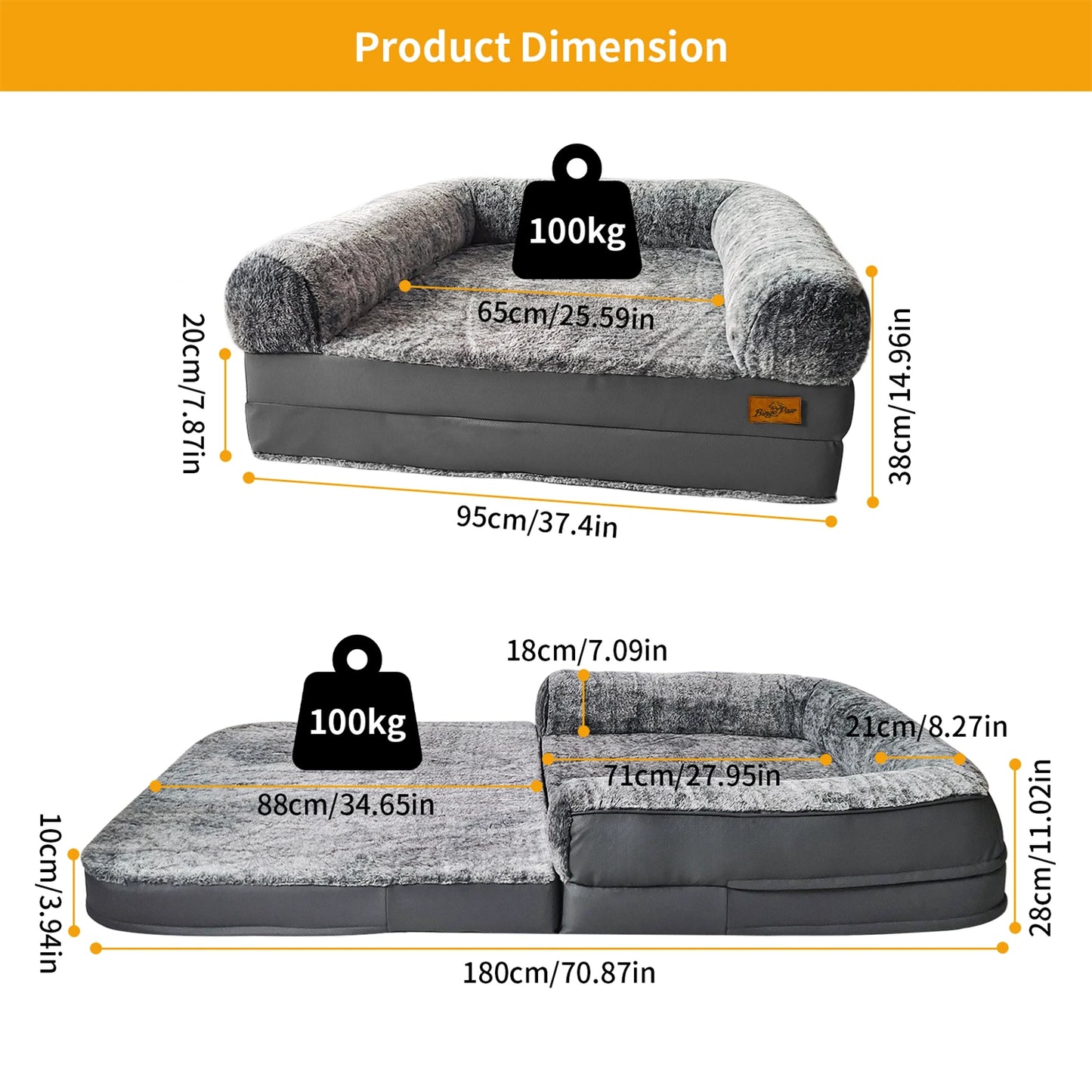 BINGOPAWCN Orthopedic Plush Dog Bed Calming Foldable Nap