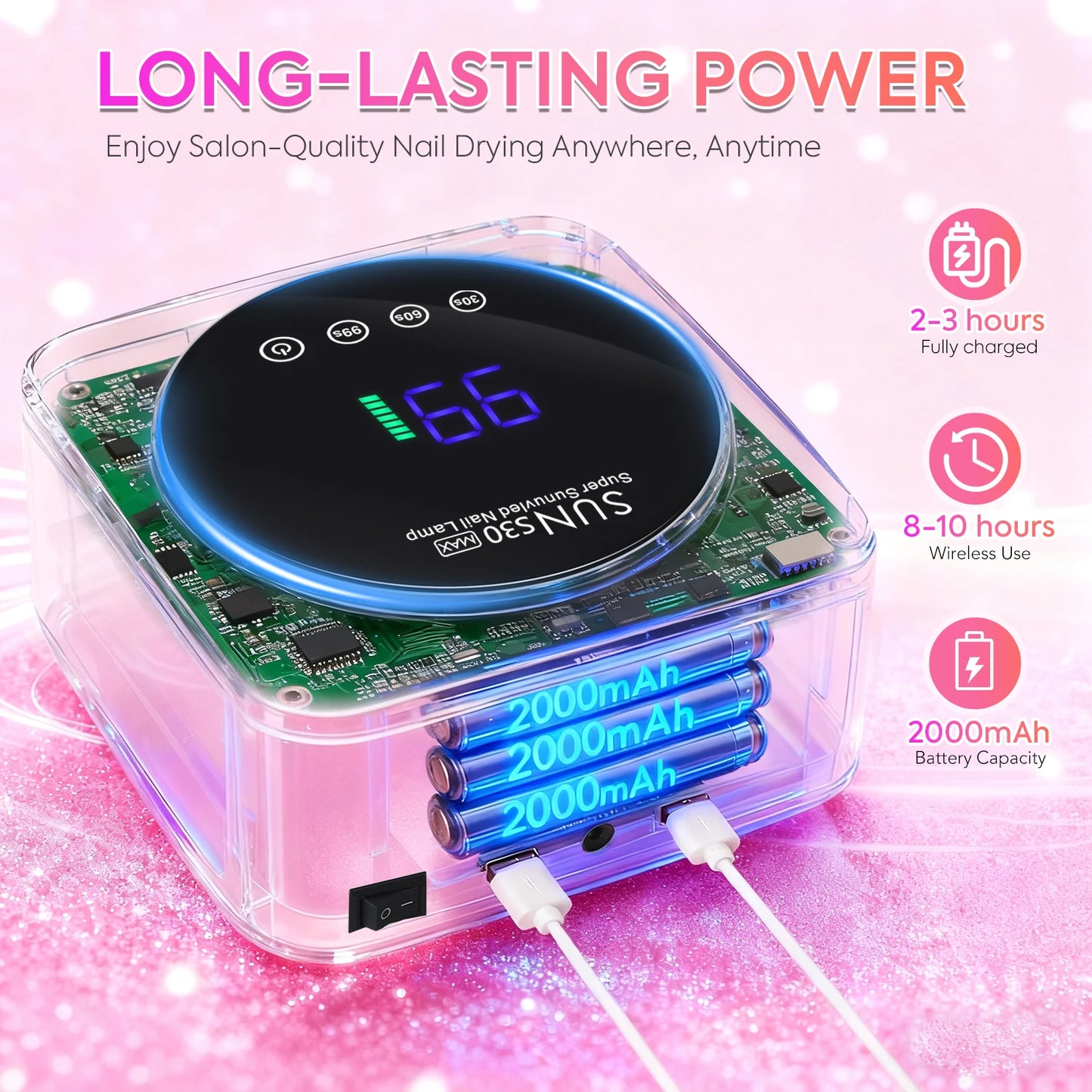 UV LED Nail Lamp 57 LEDs Wireless Gel Polish Curing