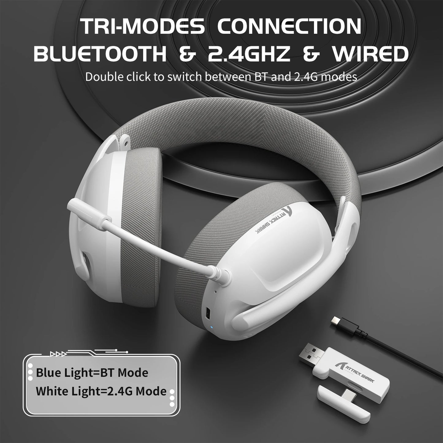 Attack Shark L80 Tri-Mode Wireless Gaming Headset PC PS4 PS5