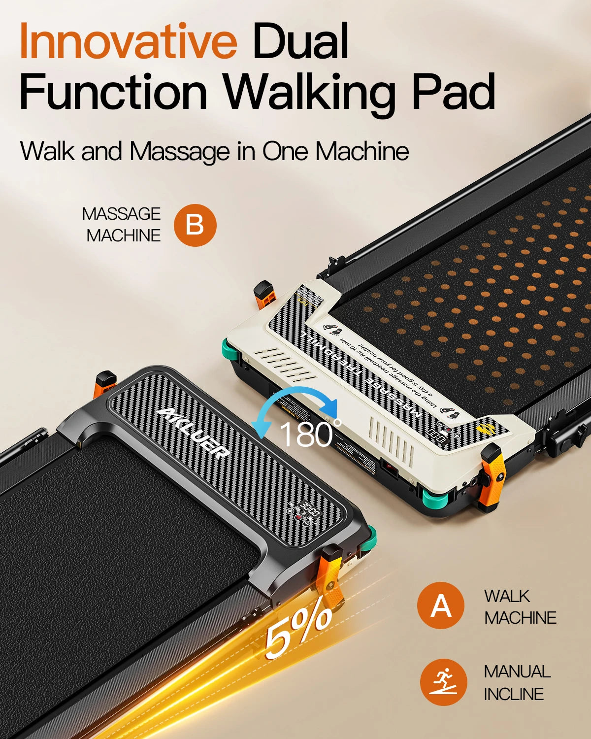 AKLUER Walking Pad Treadmill Home 2.5HP LCD Data Display 2in1