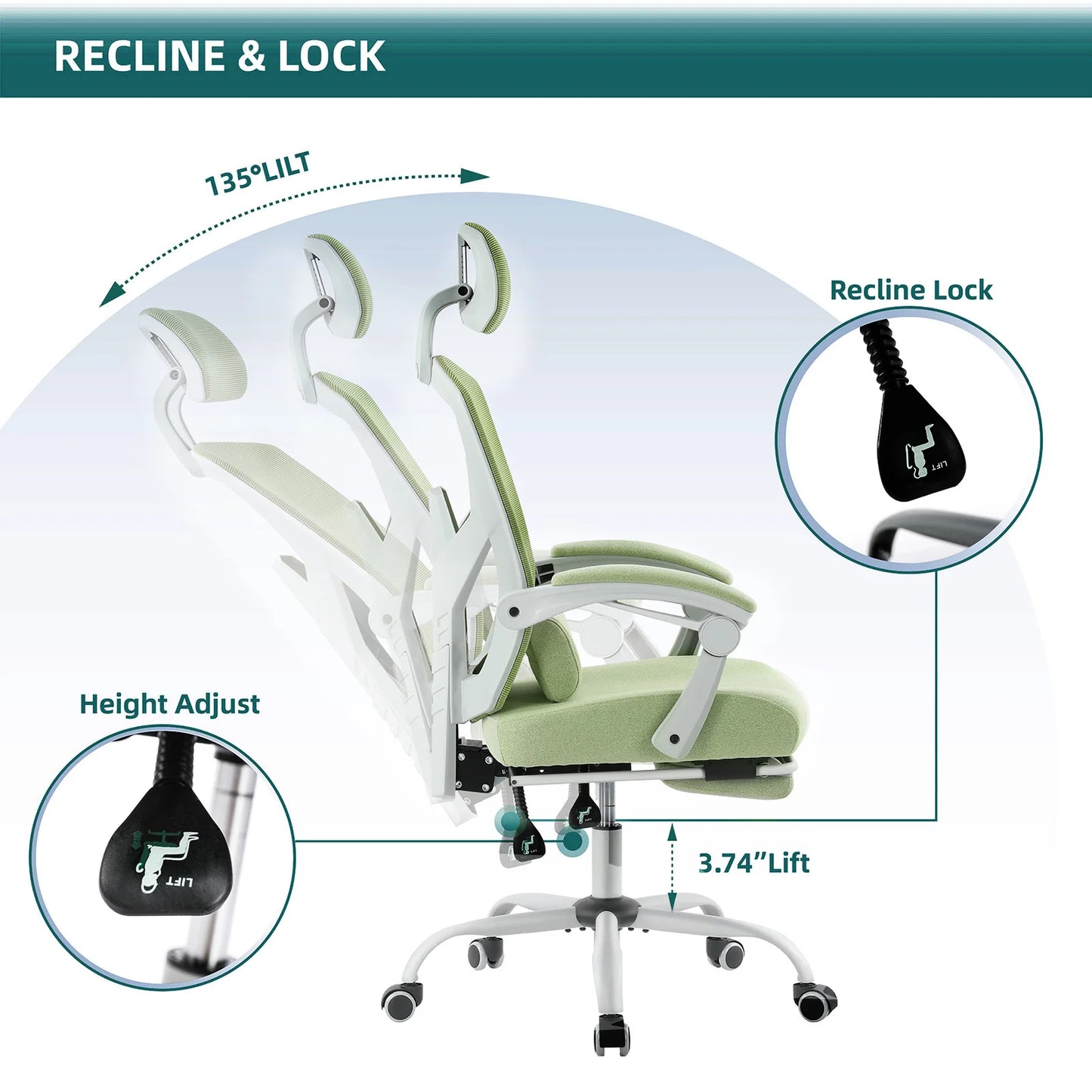 JHK Ergonomic High Back Mesh Chair With Lumbar Support