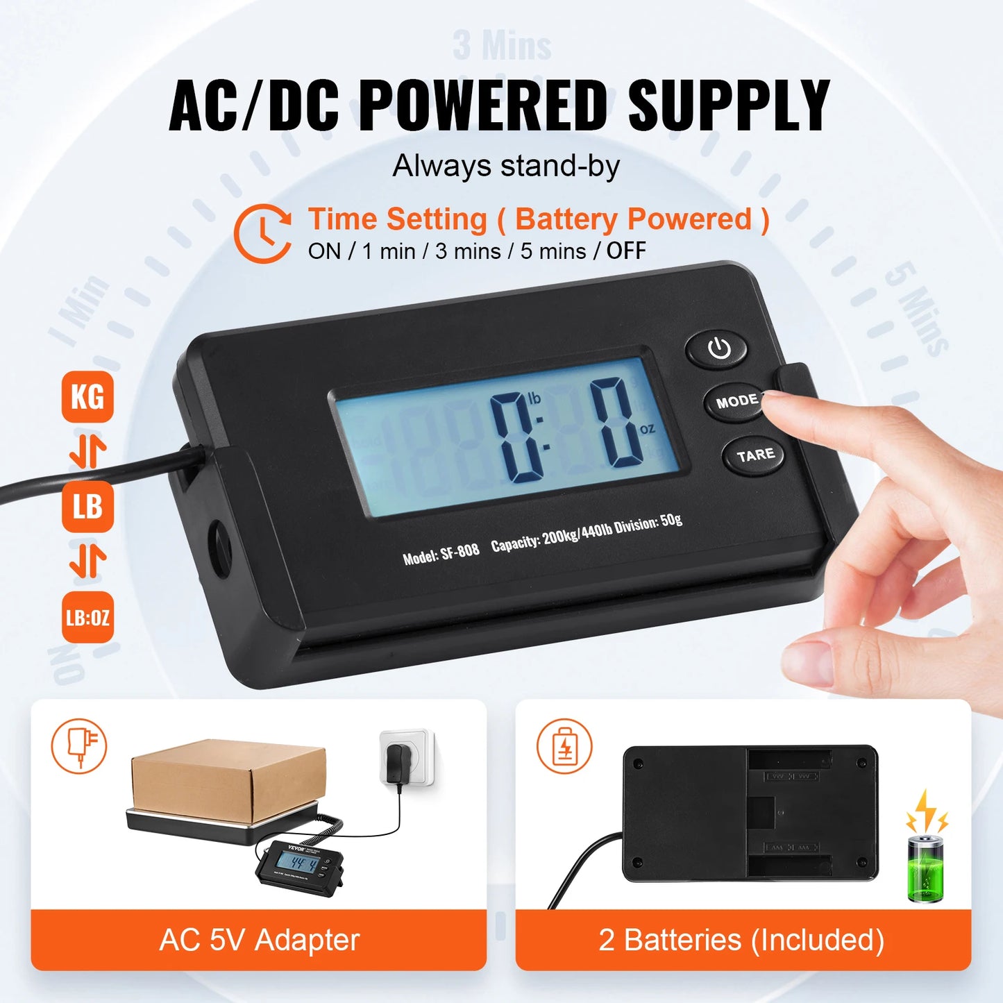 SucceBuy 440Lb Digital Shipping Scale With Timer Tare