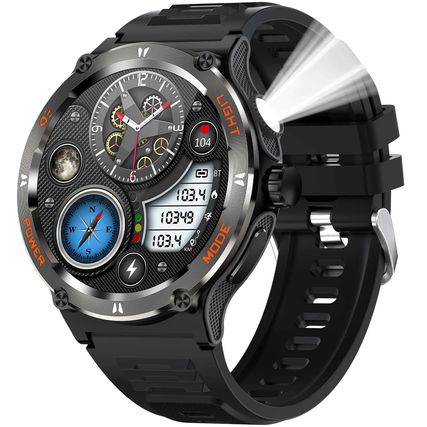 EIGIIS Smart Watch 3ATM Waterproof Heart Rate Sleep Analysis Bluetooth