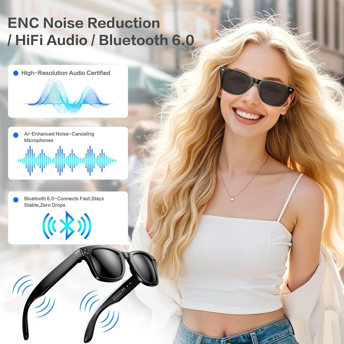 GUHUAVM AI Camera Translation Glasses Waterproof Smart Sunglasses