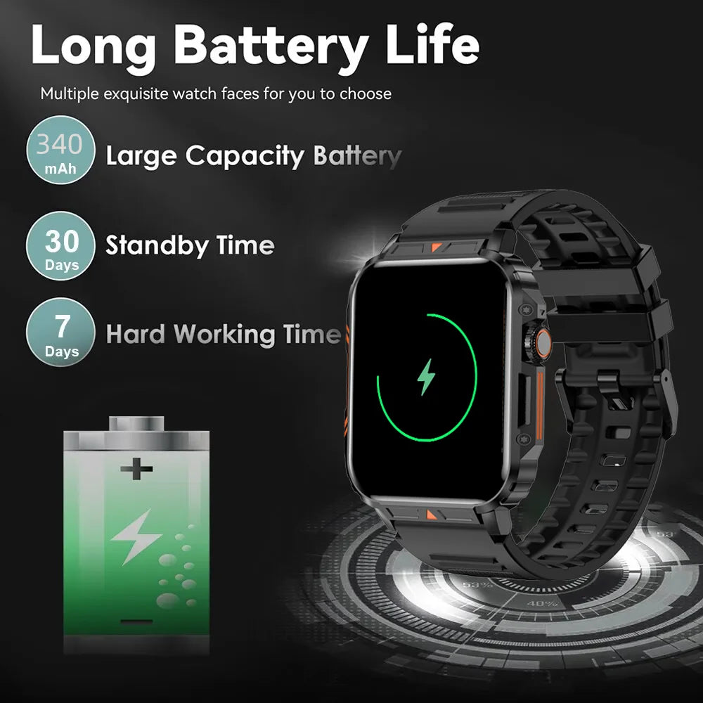 Senbono Military Smartwatch Bluetooth Call Heart Rate IP68 Waterproof