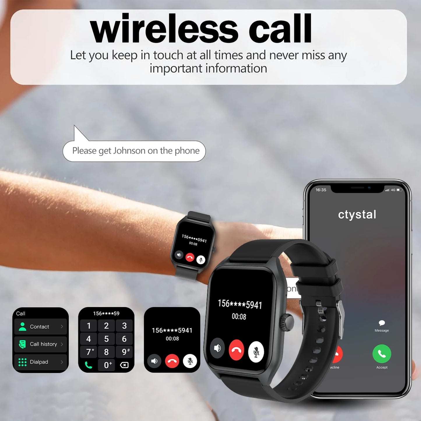 LIVLOVCP AI Voice Assistant Smartwatch Sleep Heart Rate Monitor 100 Sports