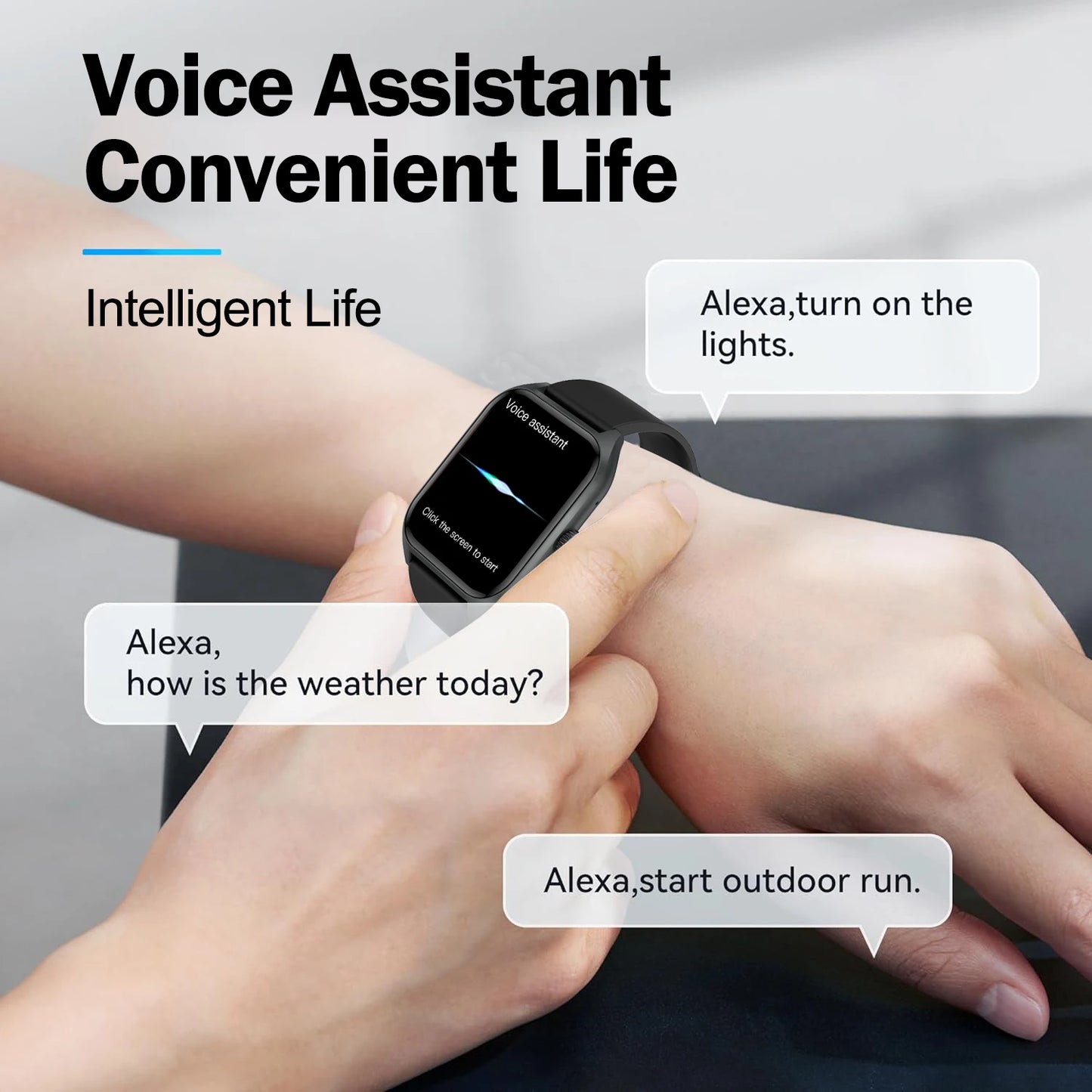 LIVLOVCP AI Voice Assistant Smartwatch Sleep Heart Rate Monitor 100 Sports