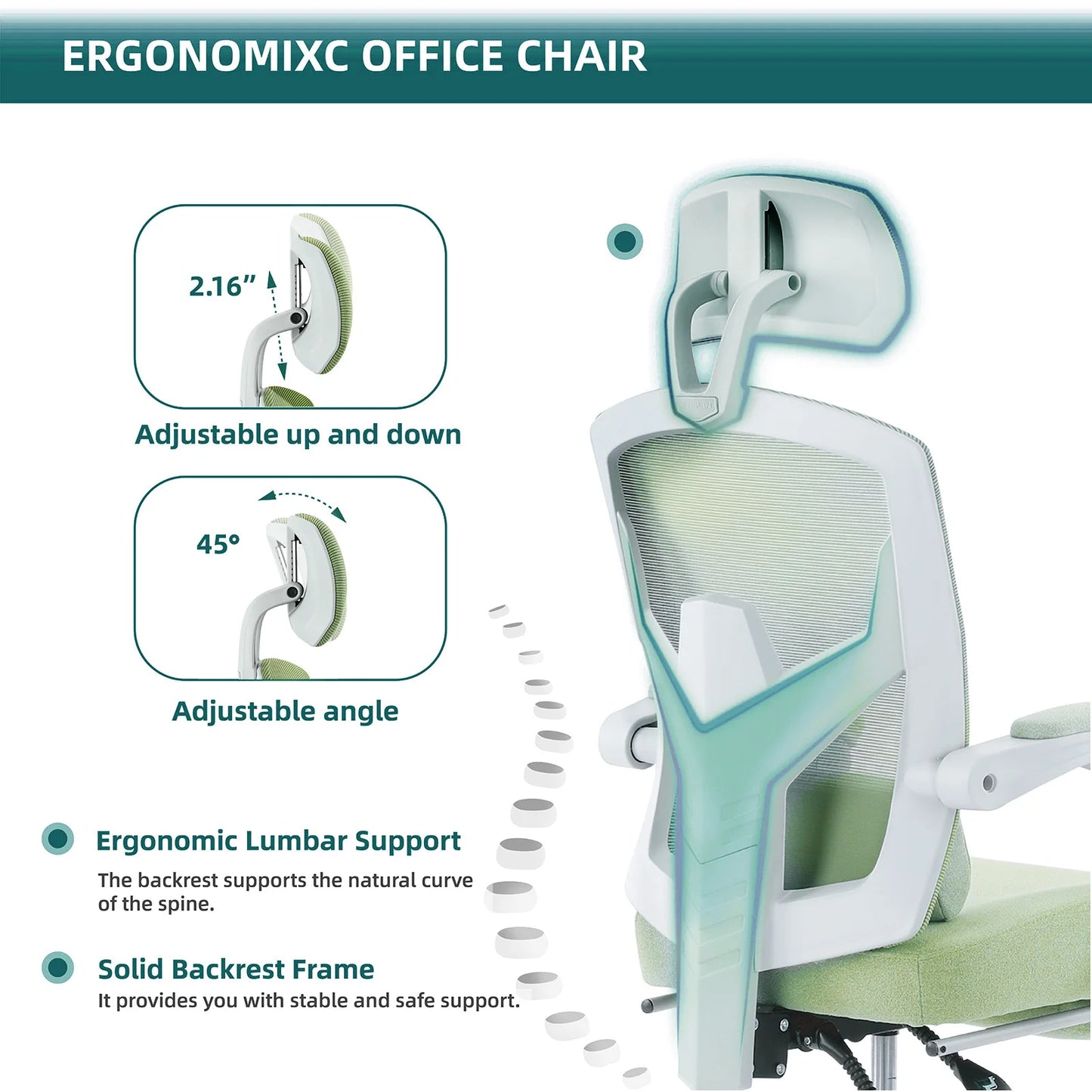 JHK Ergonomic High Back Mesh Chair With Lumbar Support