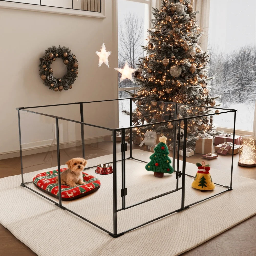 BORWAR Acrylic Dog Playpen Enclosure For Indoor Pets