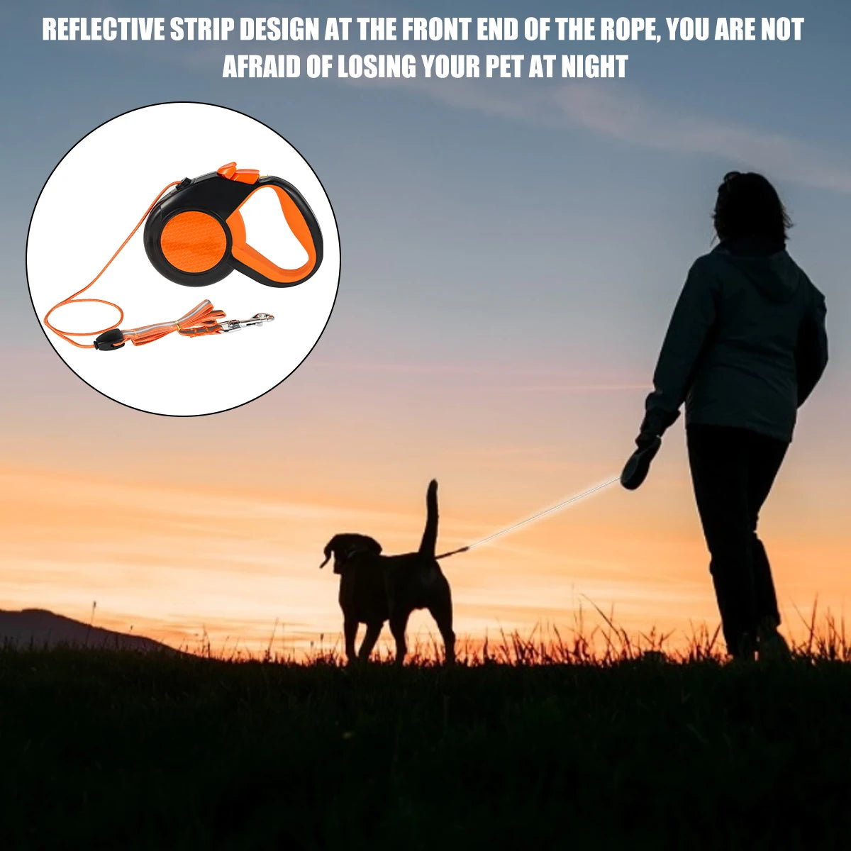 8M Retractable Dog Leash Heavy Duty With Reflective Tape