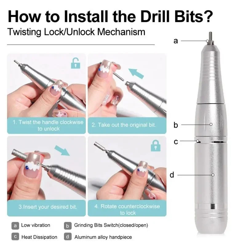 Professional 45000RPM Electric Portable Nail Drill Machine For Manicure