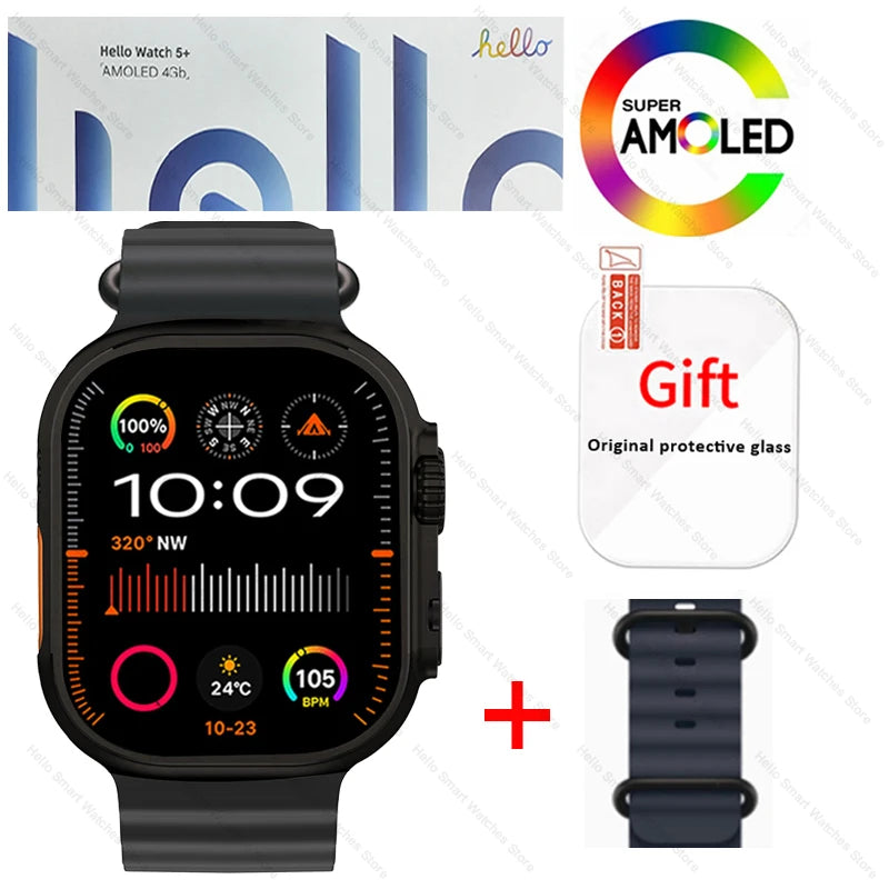 Hello Watch 5 Plus Ultra3 Smartwatch 4G NFC Bluetooth AMOLED