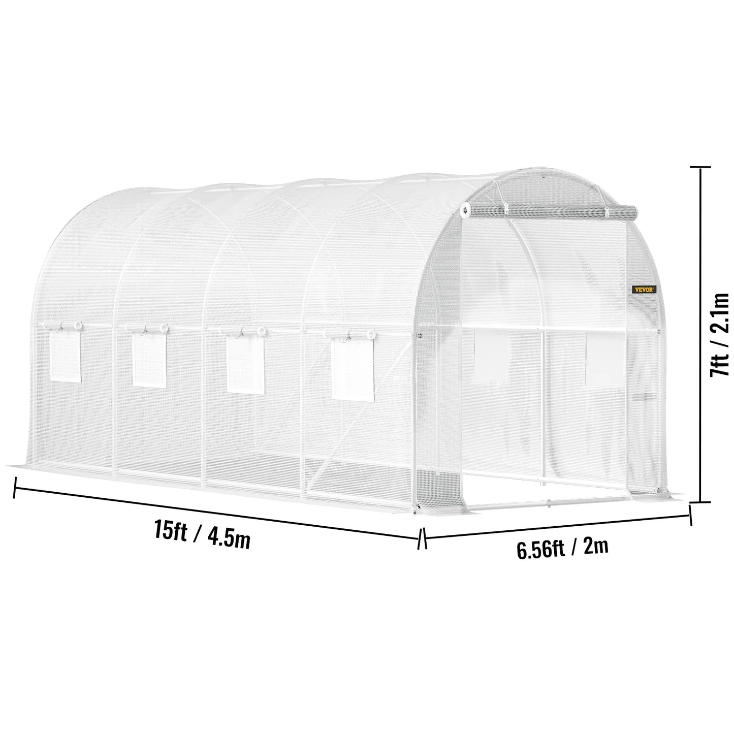 SucceBuy Walk In Tunnel Greenhouse With Galvanized Steel Hoops